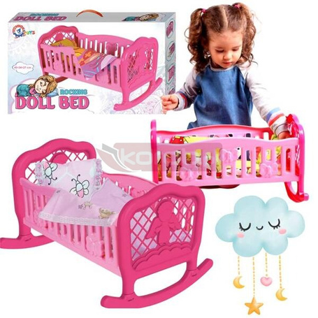 Kołyska dla lalek rozkładana różowa