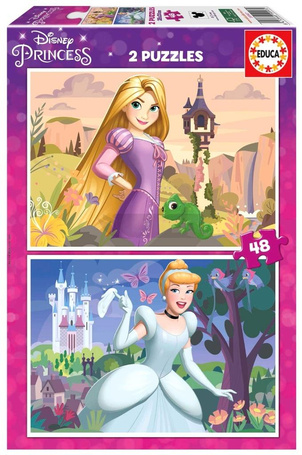 Puzzle 2x48 Zaplątani Kopciuszek