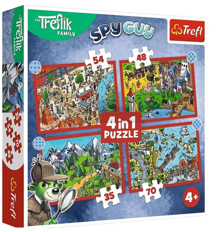 Puzzle 4w1 Podróże Treflików TREFL