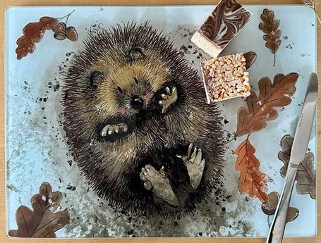 Szklana deska ozdobna Jeżyk na plecach