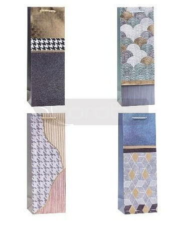 Torebka ozdobna na butelkę 12x35x9cm mix ROZETTE