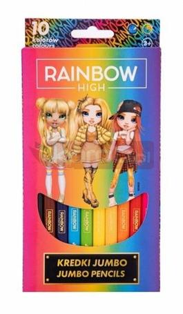 Kredki trójkątne Jumbo Rainbow High 10kol ASTRA