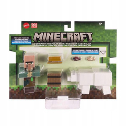 MINECRAFT FIGURKA FISHERMAN I POLAR BEAR pikselowa figurka +akcesoria JCN49