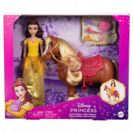 DISNEY LALKA KSIĘŻNICZKA BELLA z pięknym koniem Phillippe JBG01