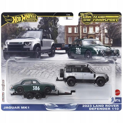 HOT WHEELS Team Transport #74 JBM29 Jaguar MK1 + 2023 Land Rover Defender JBM29