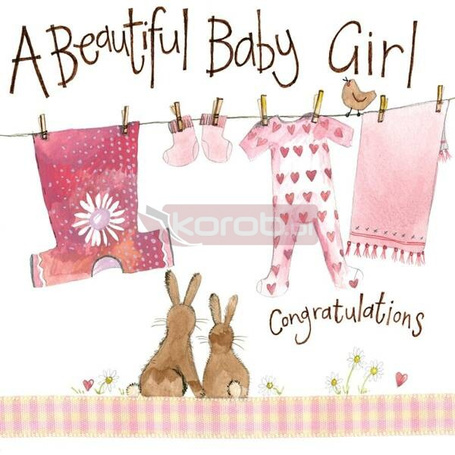 Karnet Narodziny S148 Dziewczynka śpioszki