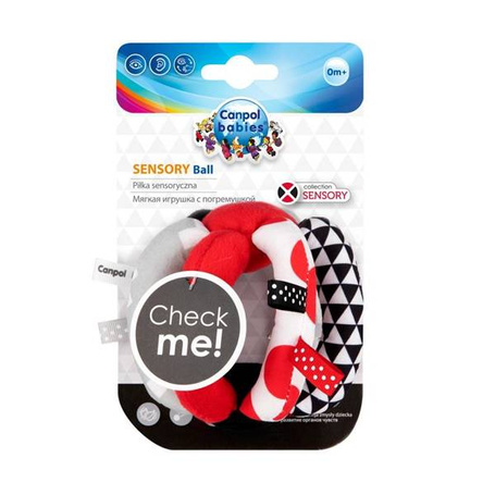 CANPOL Pluszowa czerwona piłka kontrastowa SENSORY TOYS 68/082