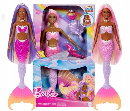 LALKA BARBIE SYRENKA BROOKLYN Z DŁUGIMI WŁOSAMI zmieniająca kolor HRP98