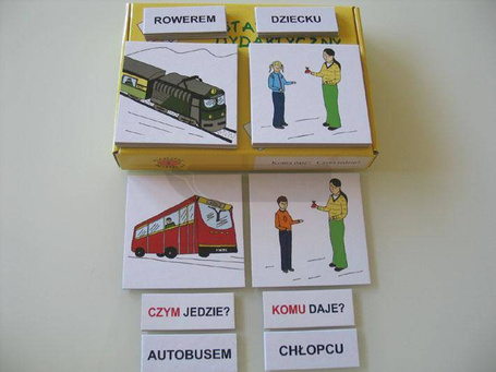 Zestaw dydaktyczny. Komu daje? Czym jedzie?