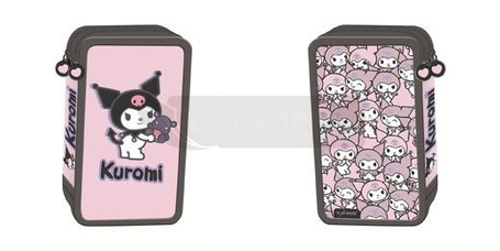 Piórnik potrójny z wyposażeniem Kuromi pink