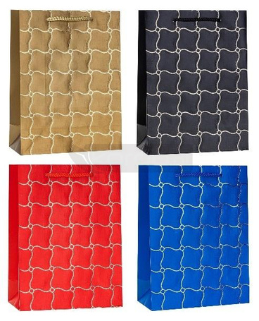 Torebka ozdobna 18x24x8cm hot-stamp mix ROZETTE