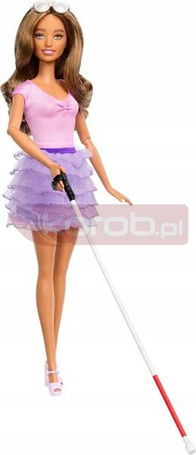 LALKA BARBIE FASHIONISTAS z laską dla niewidomych HRH17