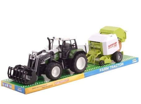 Traktor z łyżką i balownicą