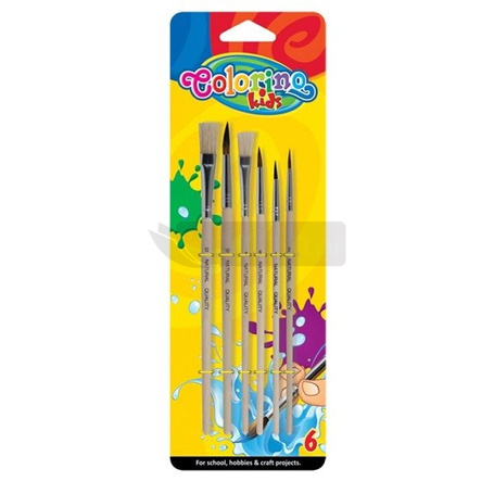 Pędzle szkolne drewniane 6 szt Colorino
