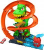 HOT WHEELS CITY ZESTAW TORÓW ZAKRĘCONY TOR REMIZA T-REXA + autko, zestaw +4 JBM73