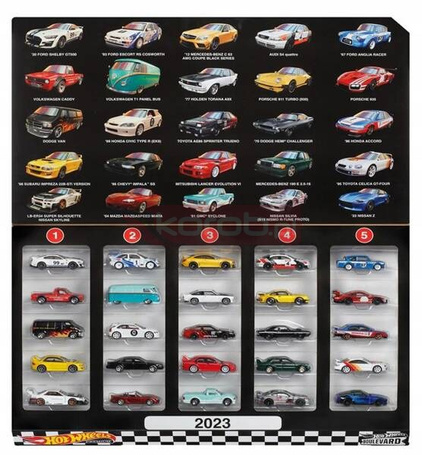 HOT WHEELS PREMIUM 2023 Boulevard Premium 25 Car Box zestaw 25 autek HKF11
