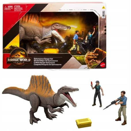 JURASSIC WORLD ODRODZENIE ZESTAW GROZY Spinozaur + figurki JGB54