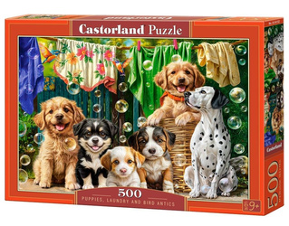 Puzzle 500 Puppies, Laundry and Bird Antics CASTOR