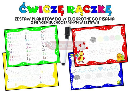 Ćwiczę rączkę. Zestaw plakatów z pisakiem..