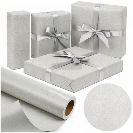 Papier ozdobny Srebrny Liść X-Strong 57cmx25m