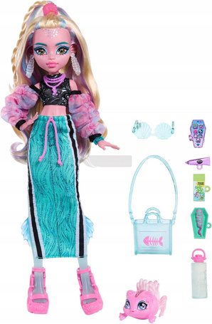 LALKA MONSTER HIGH LAGOONA BLUE + zwierzątko rybka Pirania Neptuna JHK33