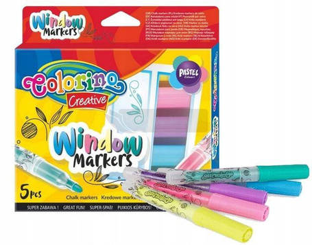 COLORINO KREDOWE MARKERY DO SZKŁA PASTELOWE 5 KOL 39637