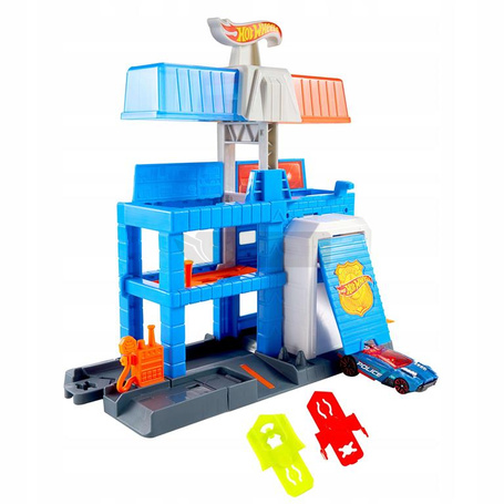 HOT WHEELS CITY ZESTAW KOMISARIAT POLICJI + autko, zestaw dla dzieci +4 lat JHL74