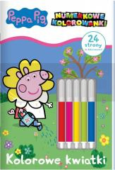 Peppa Pig. Numerkowe kolorowanki. Kolorowe kwiatki