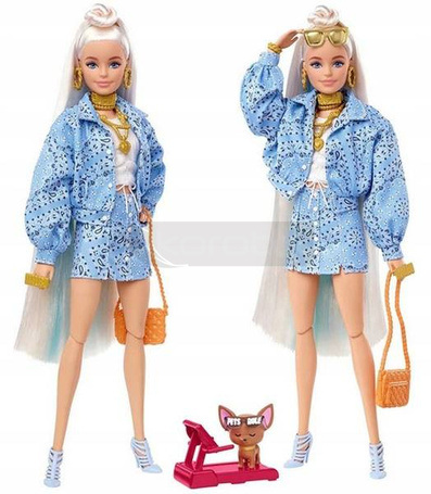 LALKA BARBIE EXTRA 16 lalka + piesek na bieżni HHN08