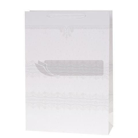 Torebka Lux 14,5x15x6,5cm brokat biała ROZETTE