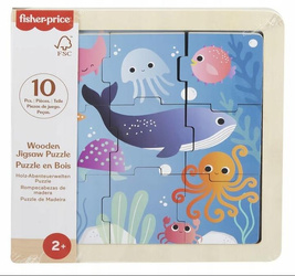 FISHER PRICE PUZZLE DREWNIANE 9 elementów ZWIERZĄTKA OCEAN dla dzieci +2lat HXV17