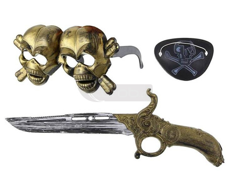 Zestaw pirata miecz, opaska na oko, okulary