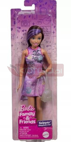 LALKA BARBIE FAMILY & FRIENDS SKIPPER w fioletowej sukience JBF41