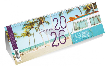Kalendarz 2026 poziomy ze spiralką plaża