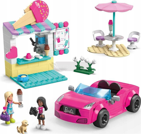 MEGA BLOKS KLOCKI BARBIE zestaw klocków KABRIOLET I STOISKO Z LODAMI +6 lat HPN78