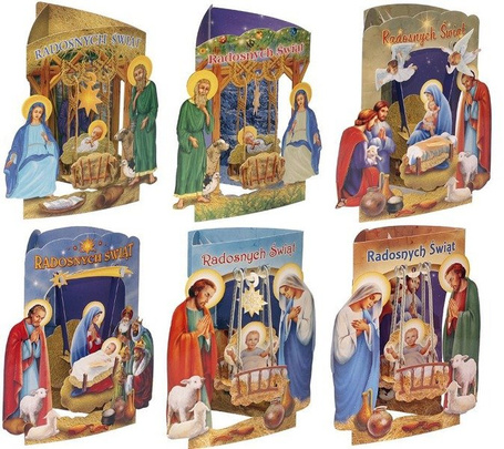 Karnet składany 3D - Radosnych Świąt (6 wzorów)