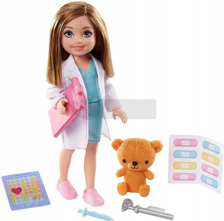 Lalka Barbie Chelsea kariera lekarz GTN88