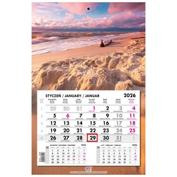 Kalendarz 2026 jednodzielny główka płaska Bałtyk