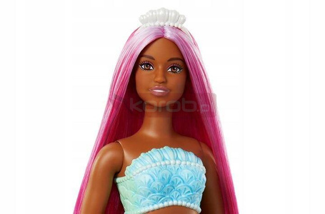 LALKA BARBIE SYRENKA czerwony ogon, ciemnoróżowe włosy HRR04