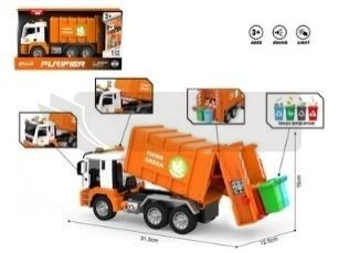 Auto śmieciarka pomarańczowa 1:10 światło dźwięk