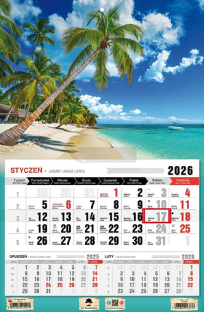 Kalendarz 2026 jednodzielny tropiki