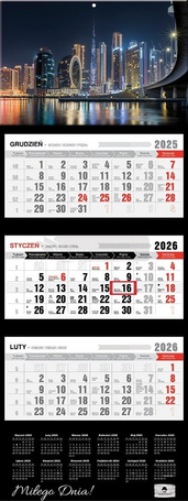 Kalendarz 2026 trójdzielny premium Dubai