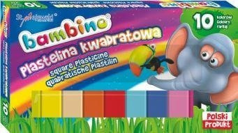 Plastelina 10 kolorów  kwadratowa Bambino
