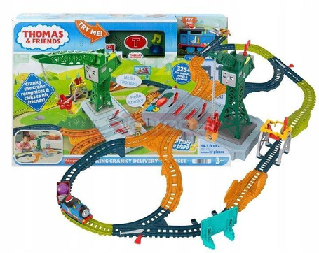 FISHER PRICE TOMEK ZESTAW TORÓW Z DŹWIGIEM mówiący pociąg Tomek HRC35