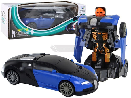 Samochód-robot 2w1 Bugatti niebieski światło