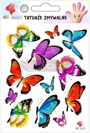 Tatuaże zmywalne dla dzieci Kolorowe motyle