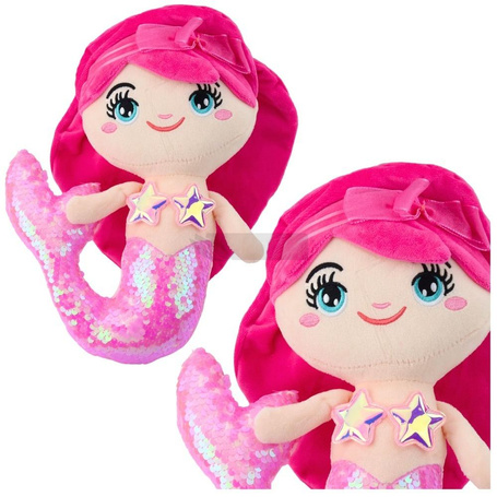 Syrenka pluszowa z ogonem w cekiny jasnoróżowa