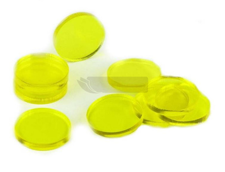 Znaczniki akryl żółte okrągłe 22x3mm 10szt