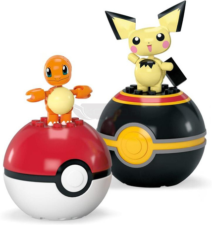 MEGA CONSTRUX KLOCKI 40 elementów POKEMON CHARMANDER I PICHU + 2 Pokeball HXP13