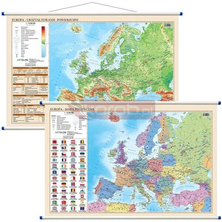 Mapa ścienna - polityczno-fiz. 1:12 000 000 Europa